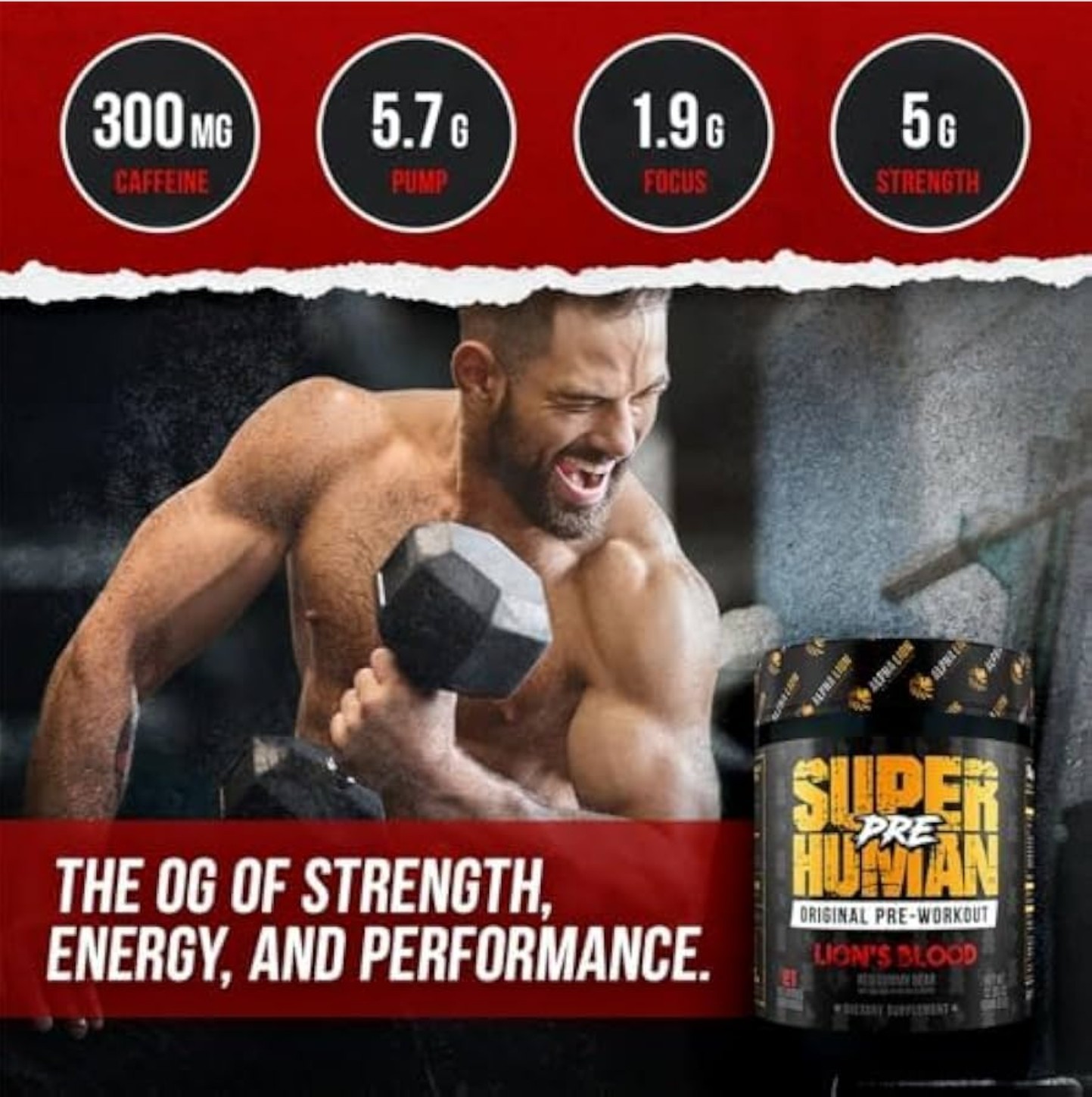 Alpha-Lion SUPERHUMAN PRE-WORK 12 oz (21 Serv) Berry Melon Breeze BEST BY 10/26