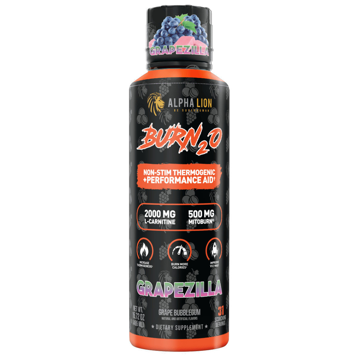 ALPHA LION BURN2O Non-Stim Stim-Free Thermogenic Performance Aid 31 Servings