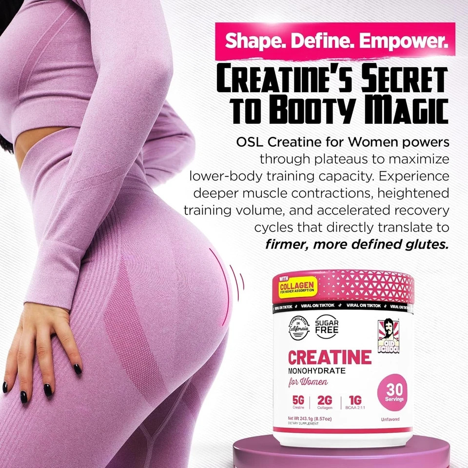 Old School Creatine Monohydrate Powder for Women 30 servings unflavored