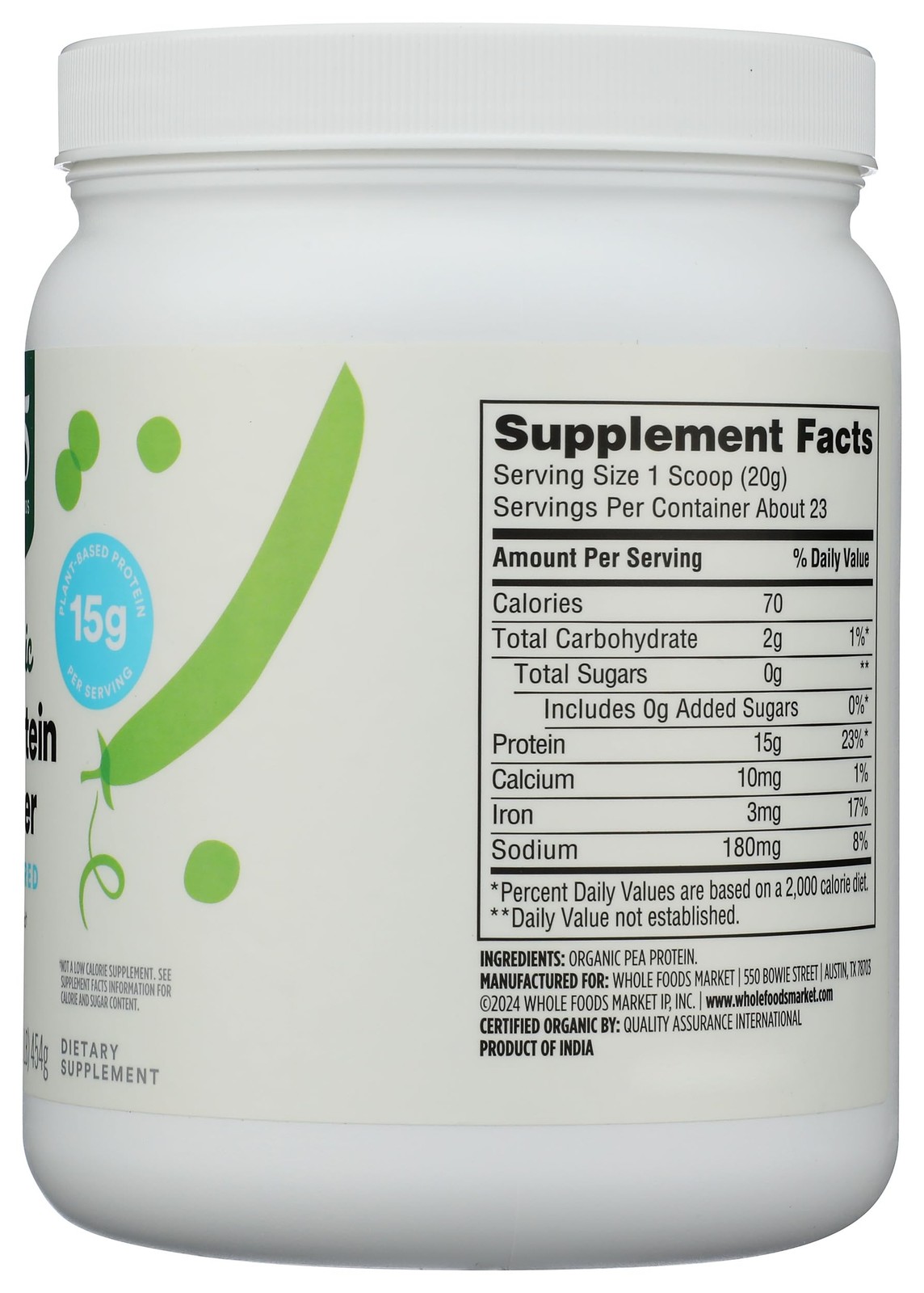 365 By Whole Foods Market Organic Pea Protein 16 Ounce