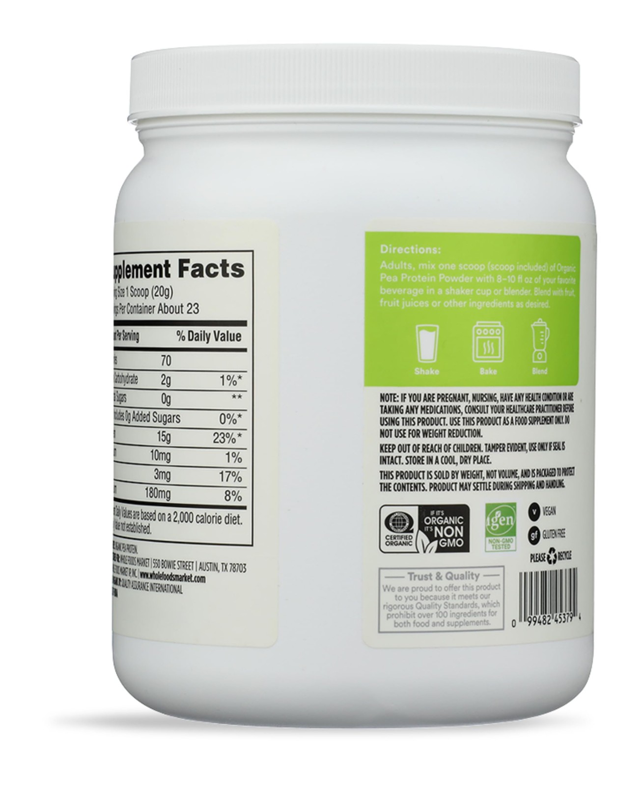 365 By Whole Foods Market Organic Pea Protein 16 Ounce