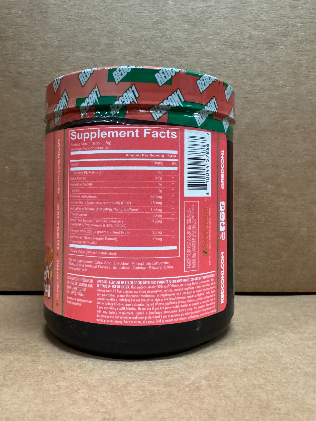 REDCON1 TOTAL WAR Pre Workout 30 Serv Peach Candy Free Ship 2027 EXP SALE