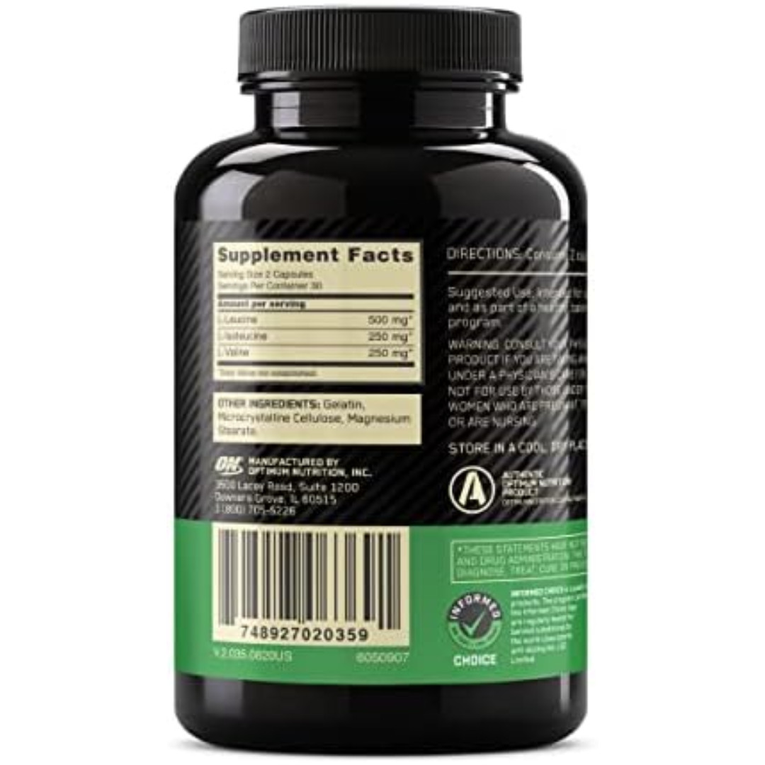 Optimum Nutrition BCAA 1000, 1,000 mg, 60 Capsules (500 mg per Capsule)