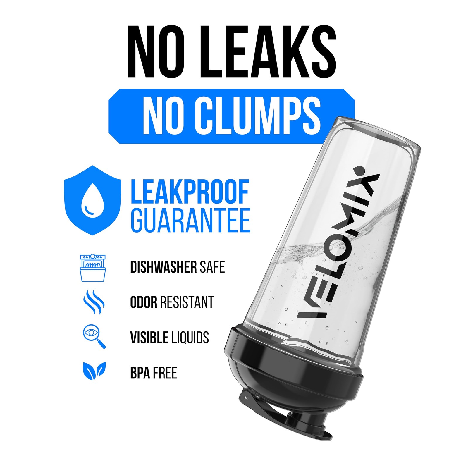 Velomix -2 Pack- 28 Oz Protein Shaker Bottles For Protein Mixes – 2X Wire Whisk