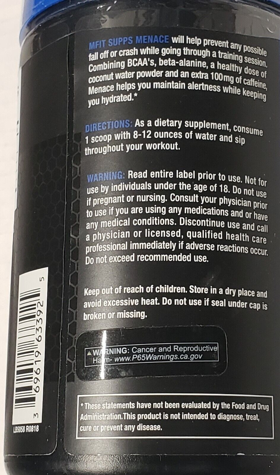 MFIT SUPPS – MENACE – Intra-Workout – Peach Mango – 30 Servings – Exp 12/2024