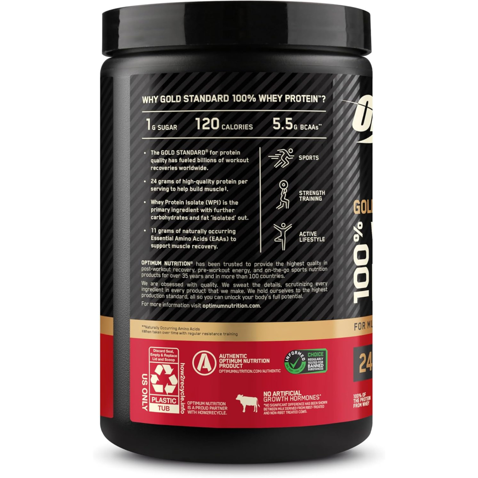 Optimum Nutrition Gold Standard 100% Whey Protein Powder, Double Rich Chocolate,