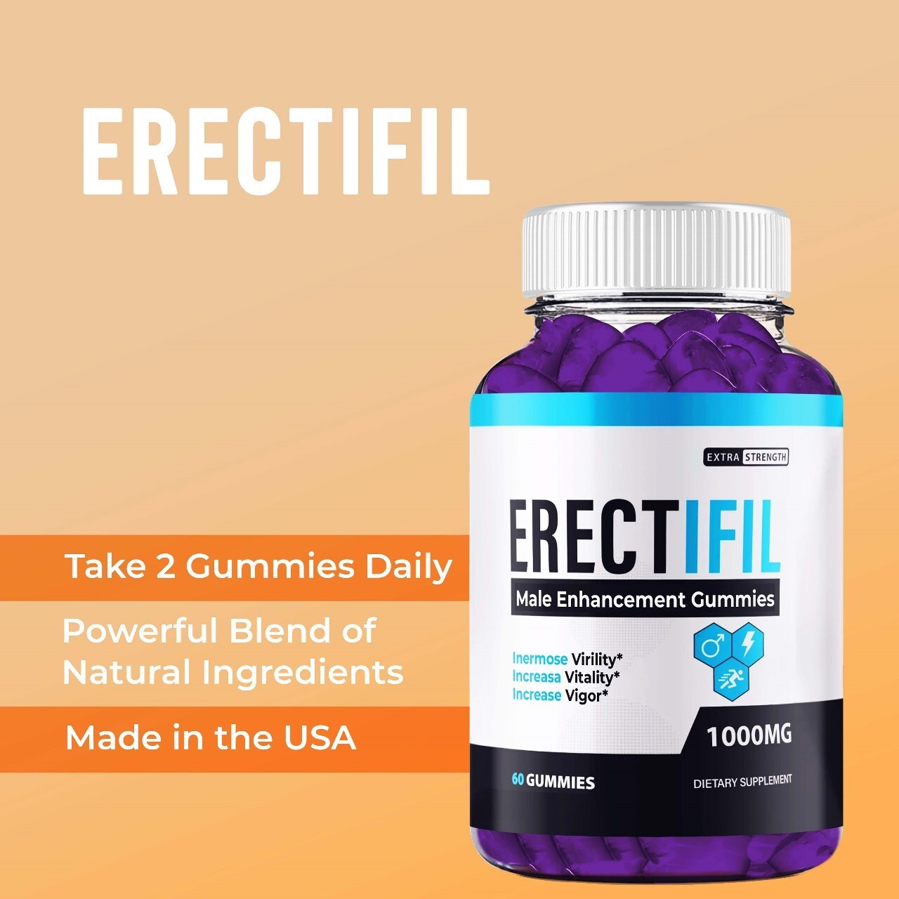 ( 1 BOTTLE) Erectifil Gummies – Male Virility with Maximum Strength – 60 Gummies