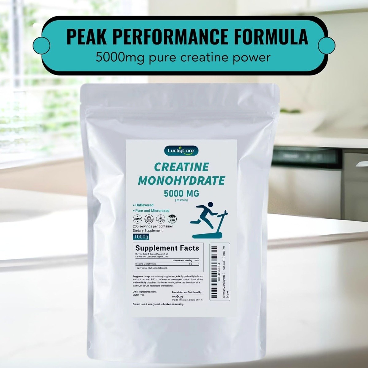 Pure Creatine Monohydrate 2.2lbs – Powder Micronized 200 Servings 5g Per Serving