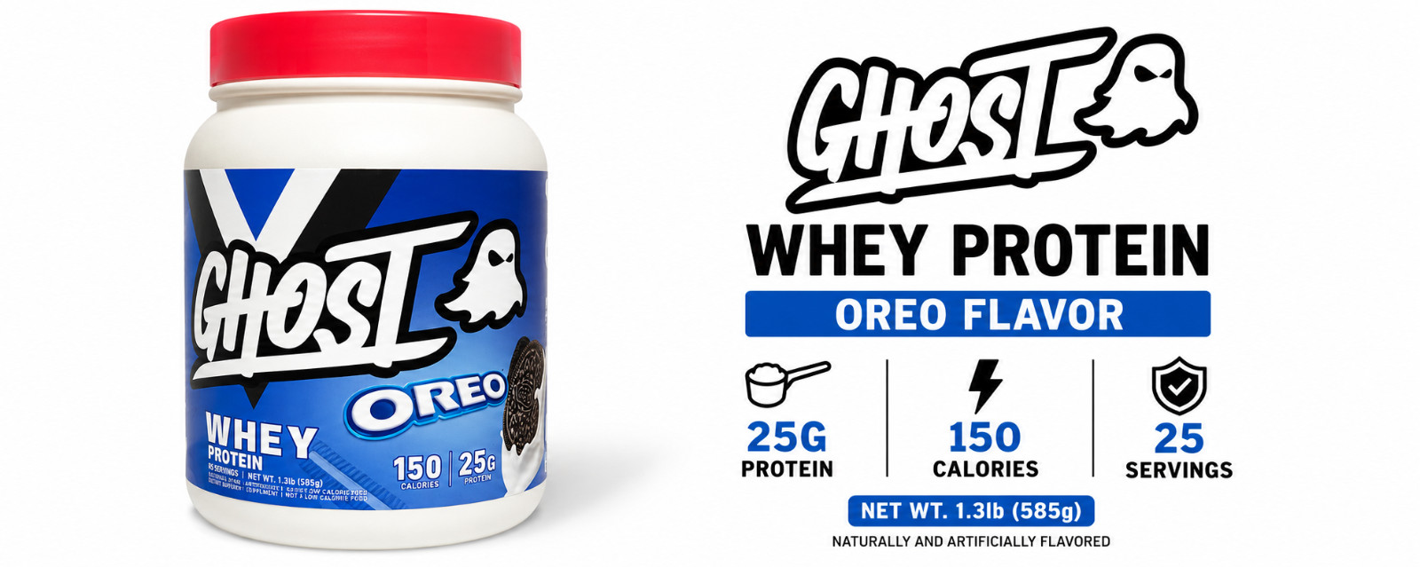 GHOST Whey Protein OREO Flavor 1.3 lb 25g Protein Exp 12/2027 New