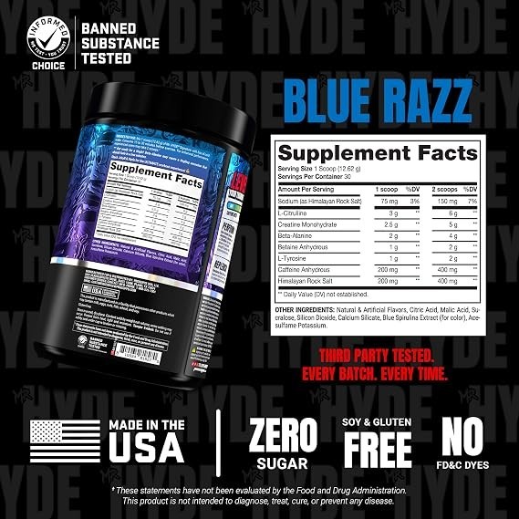ProSupps Mr. Hyde Signature,Pre Workout Powder Creatine,(Blue Razz, 30 Servings)