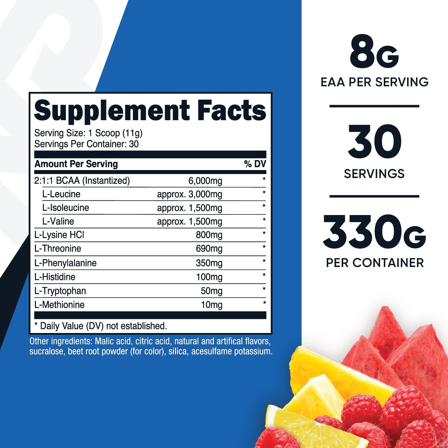Essential Amino Acids EAA Powder – 30 Servings Fruit Punch, Non-GMO, Gluten Free