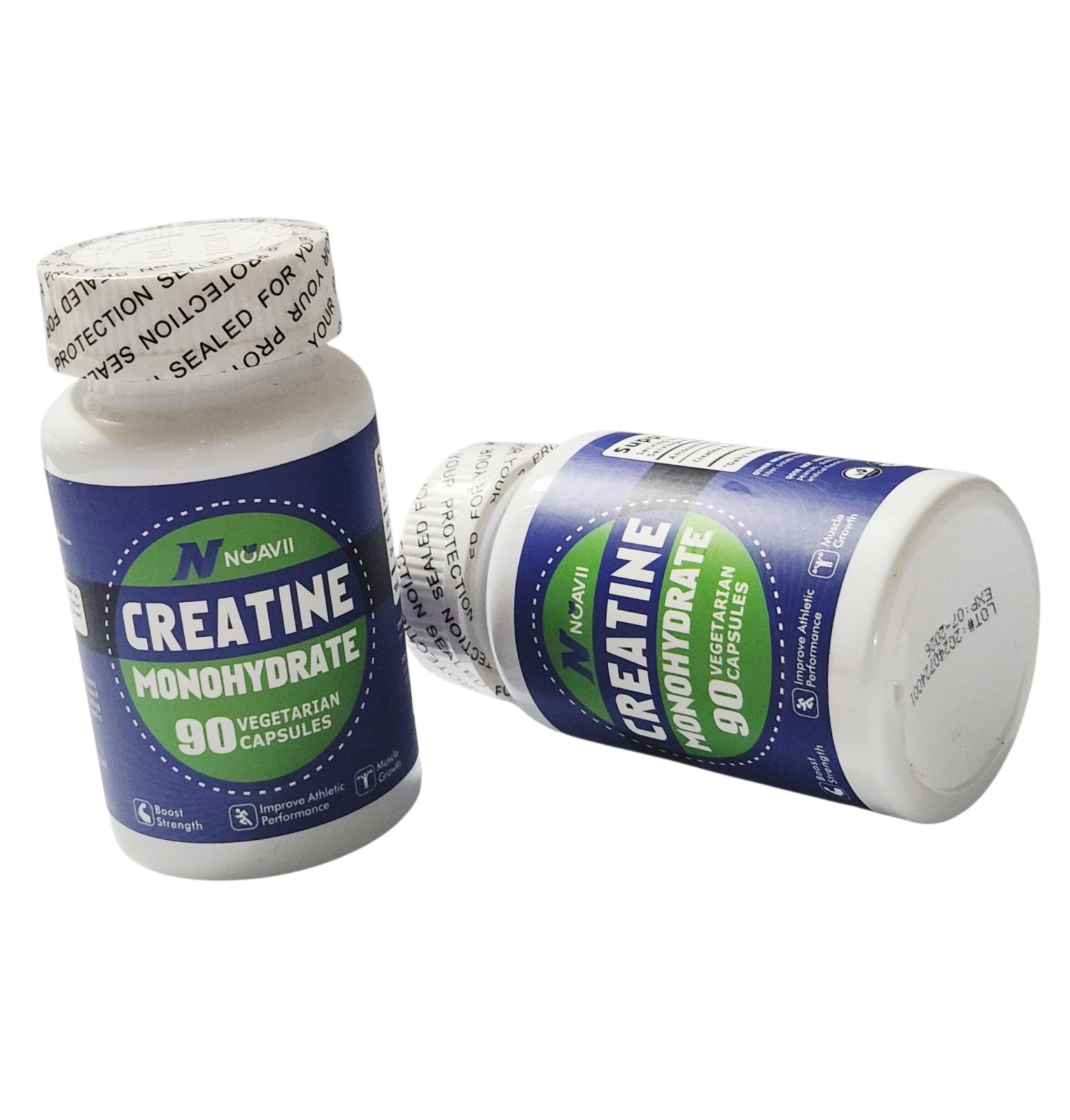 NoavII Creatine Monohydrate Muscle Gain 90 Capsules Exp. 07/2026 2 Bottles 180