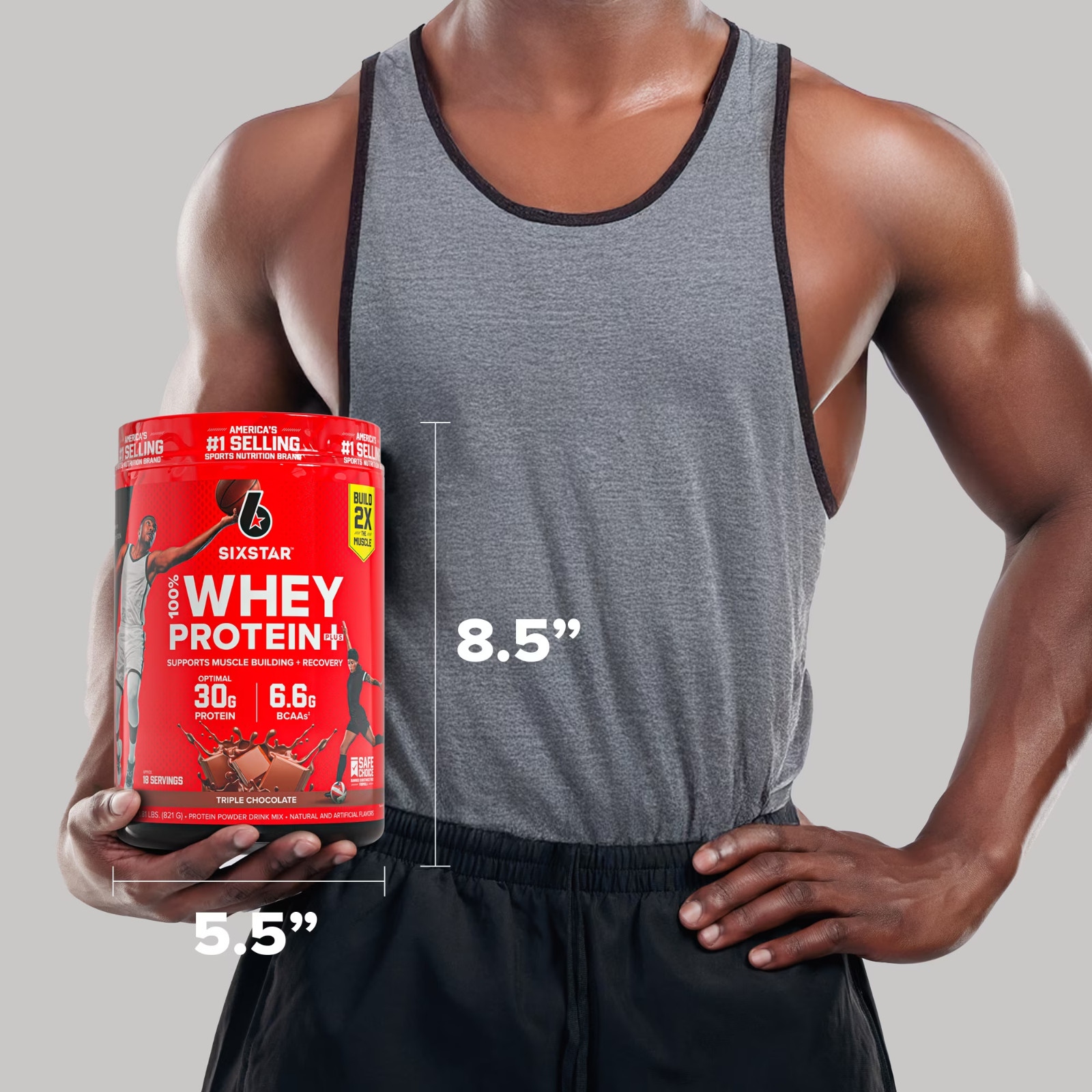 Six Star 100% Whey Protein Powder Plus Triple Chocolate 30g Protein 1.81 lb