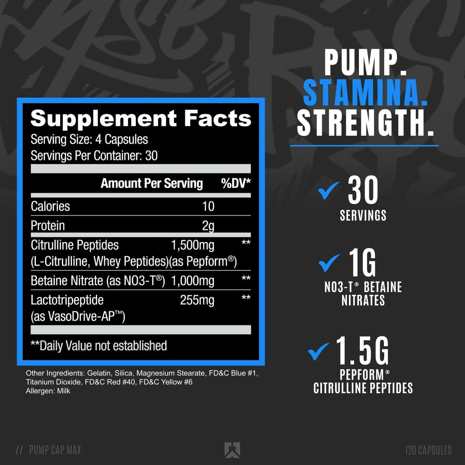 Ryse Pump Cap Max Black Out Pre-Workout t 120 Capsules 03/2027 Sealed