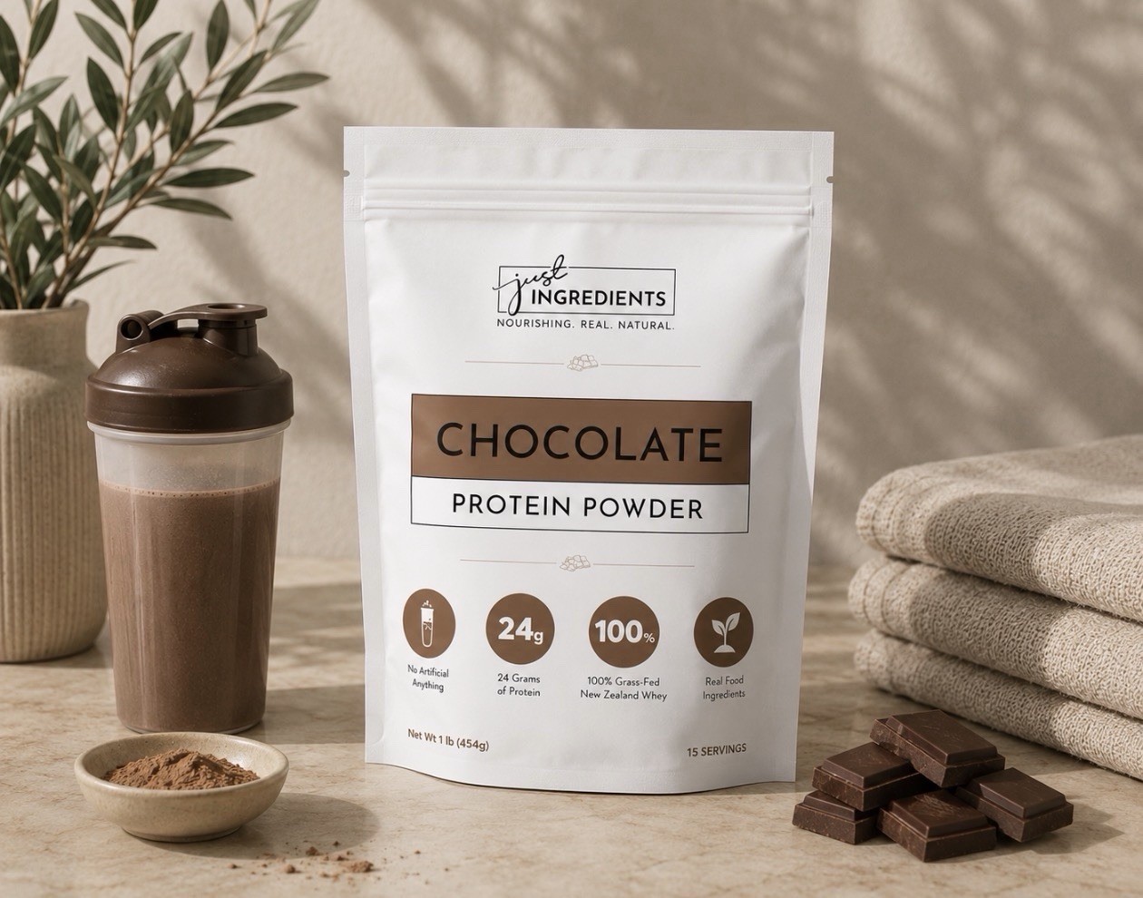 Just Ingredients Protein Powder Chocolate | 24g Protein | 15 Servings
