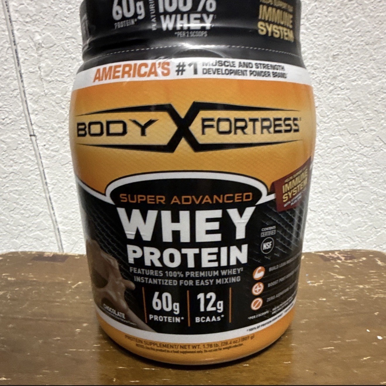 Body Fortress Whey Protein Powder 100% Whey Instantized Chocolate 1.78 lb