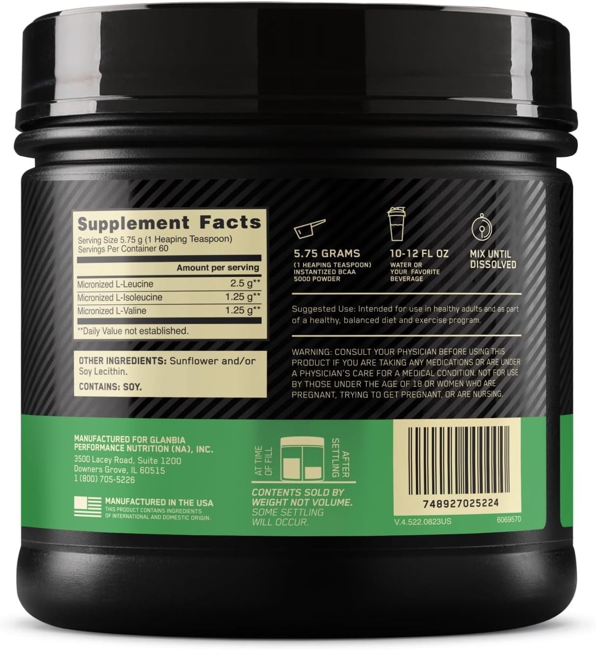 Instantized Unflavored BCAA 5000mg for Effortless Mixing & Enhanced Performance