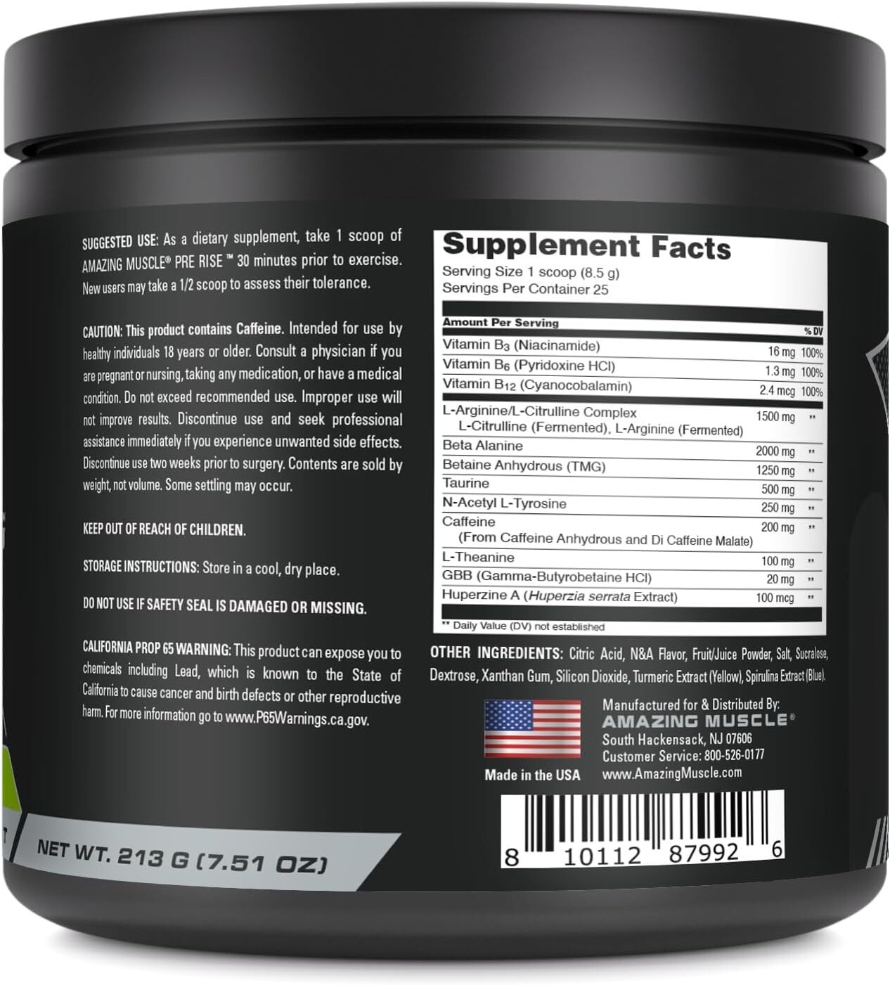 Pre Rise | Pre-Workout Powder Supplement – Green Apple Flavor – 7.51 oz.