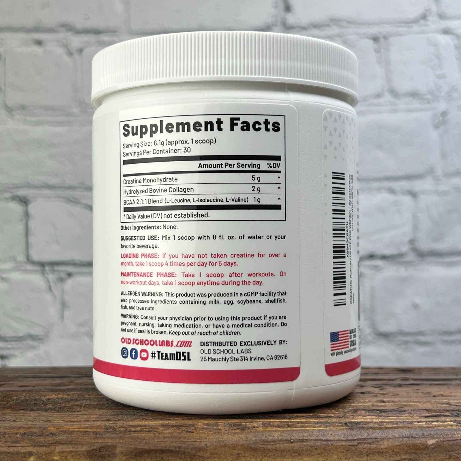 Old School Creatine Monohydrate Powder for Women Unflavored 8.57oz