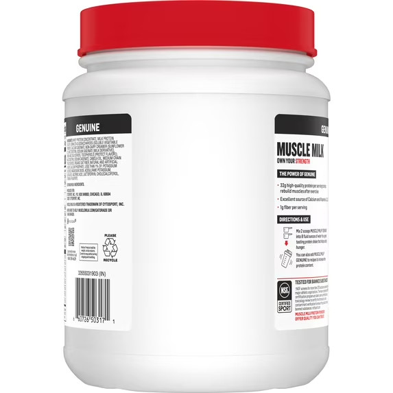 Muscle Milk Genuine Vanilla Protein Powder 32g Protein 1.9lb 30.9oz