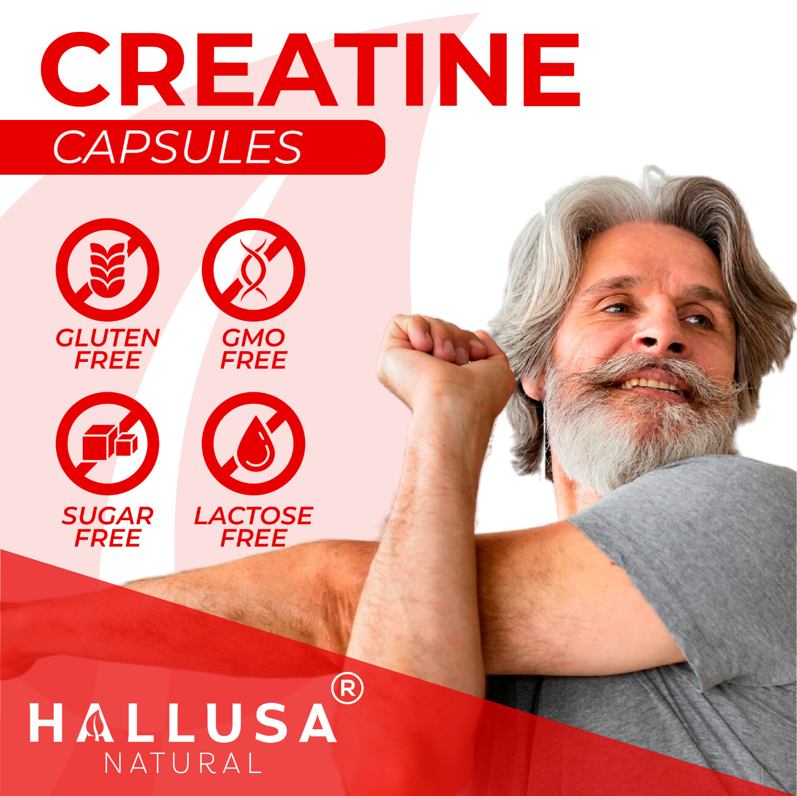 CREATINE, ENERGY & L-ARGININE – 60 Capsules – Supplement Muscle Growth – Gym