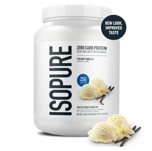 Isopure Zero Carb Whey Protein Isolate Vanilla Powder 25g Protein 15 Servings