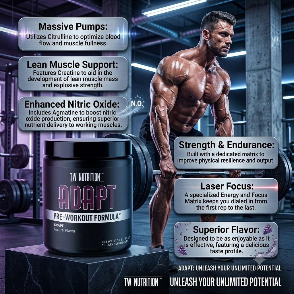 TW Nutrition ADAPT Fruit Punch Pre-Workout Energy Pump Focus