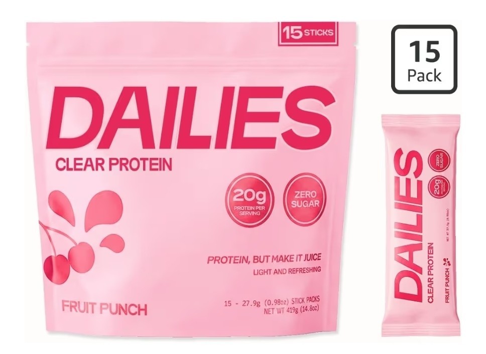DAILIES Clear Whey Isolate Protein Powder Strawberry 20g Sugar Free NEW