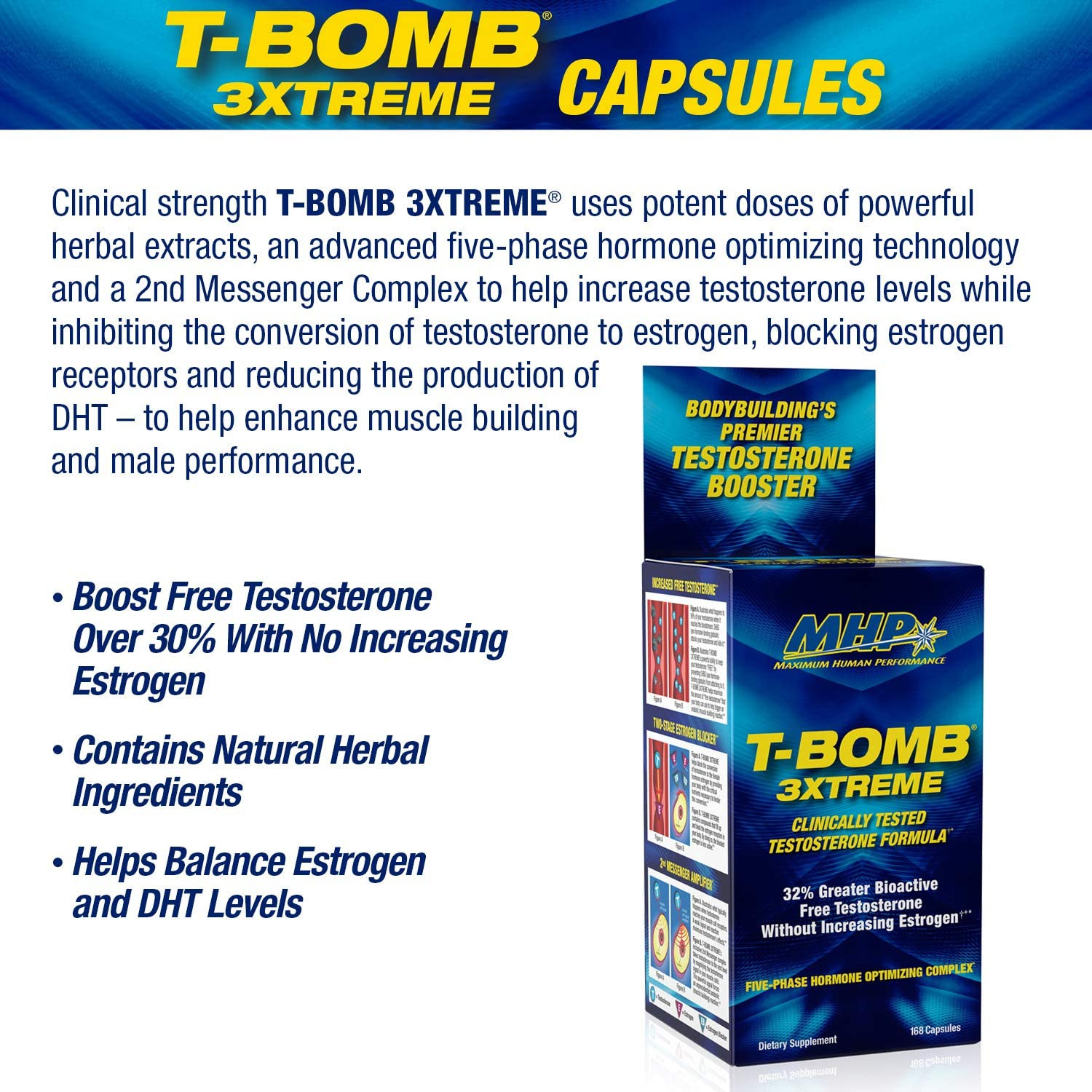 T-Bomb 3Xtreme Clinically Tested, Testosterone Booster for Men, Increase Libi…