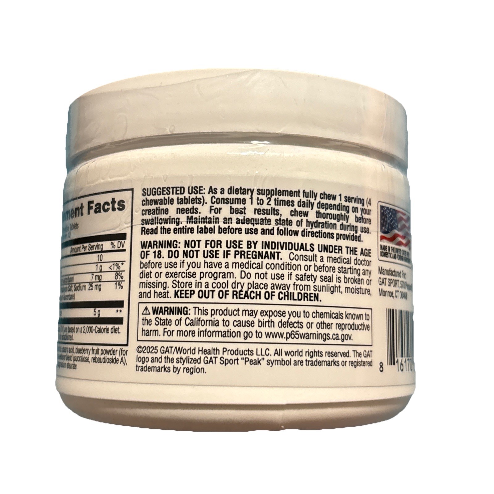 Gat Sport Creatine Chews, 10 Servings, Grape Cotton Candy Flavor