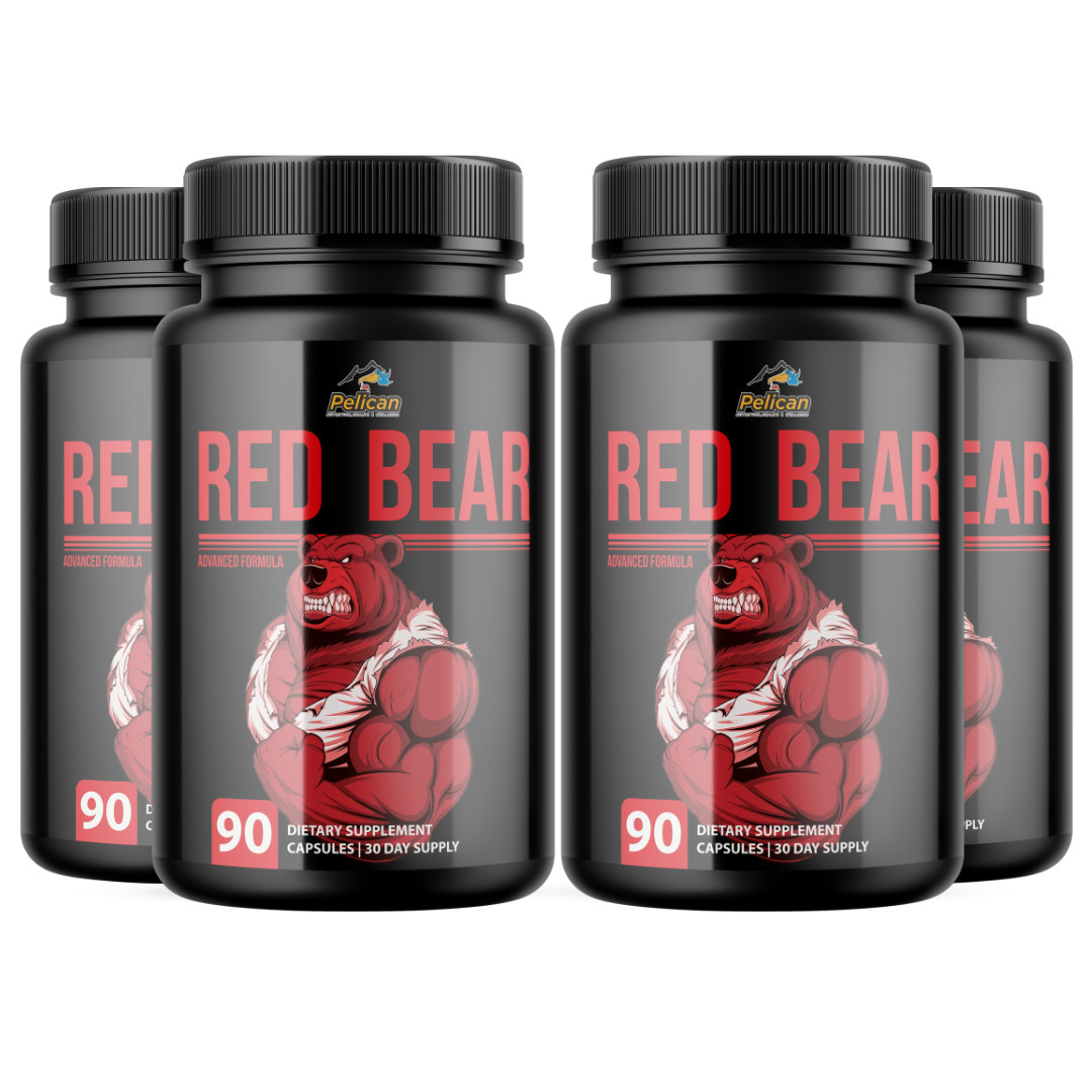 Red Bear- Bodybuilding & Men’s Health Support- 4 Bottles- 360 Capsules