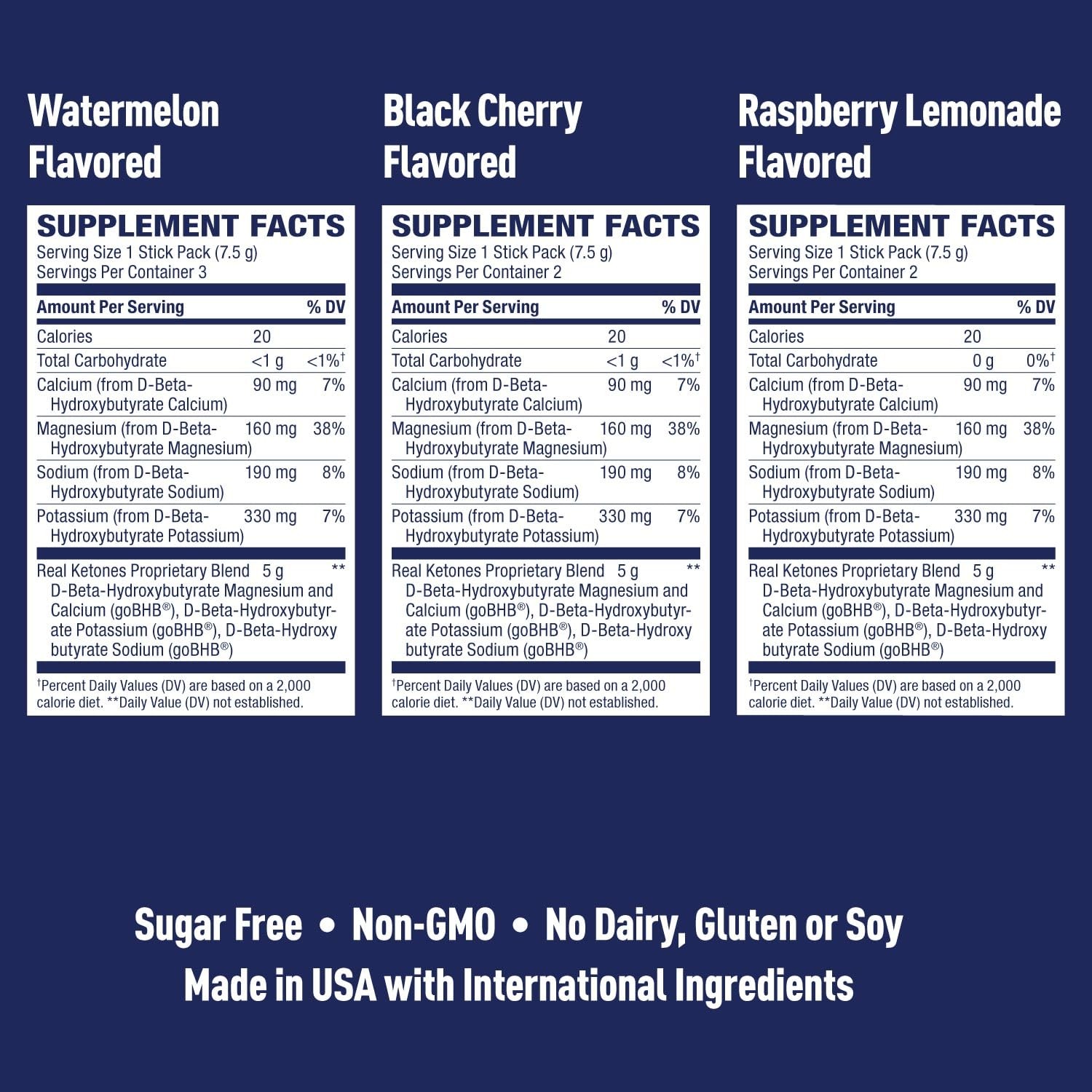 Real Ketones BHB Exogenous Ketones Drink Mix Packets Keto Electrolytes Powder