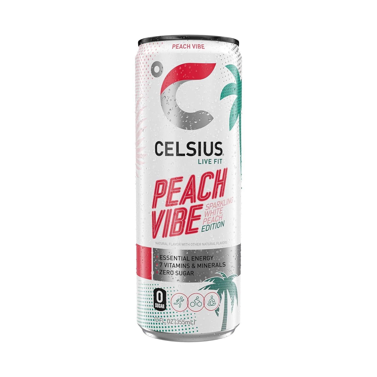 CELSIUS Peach Vibe Sparkling Energy Drink, Sugar Free, 12 Fl Oz (Pack of 12)