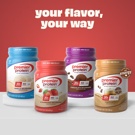 Premier Protein 100% Whey Protein Powder, Strawberry Milkshake, 30g Protein, 23.