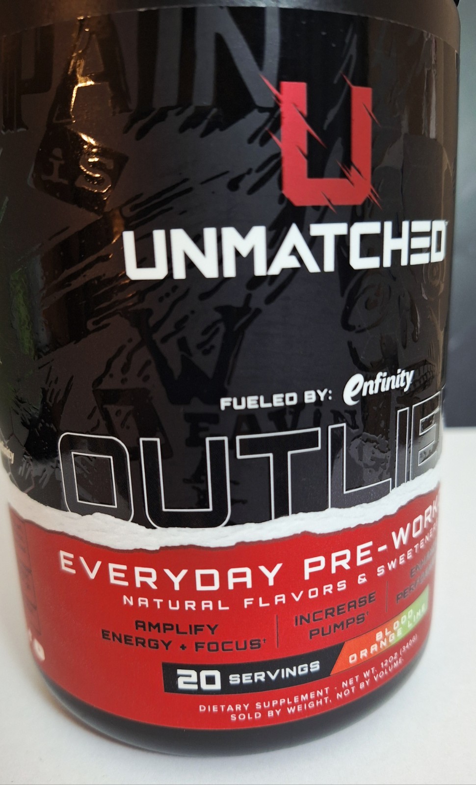 Unmatched Outlier Natural Preworkout, Blood Orange Lime, 20 servings, 10/2027✨️