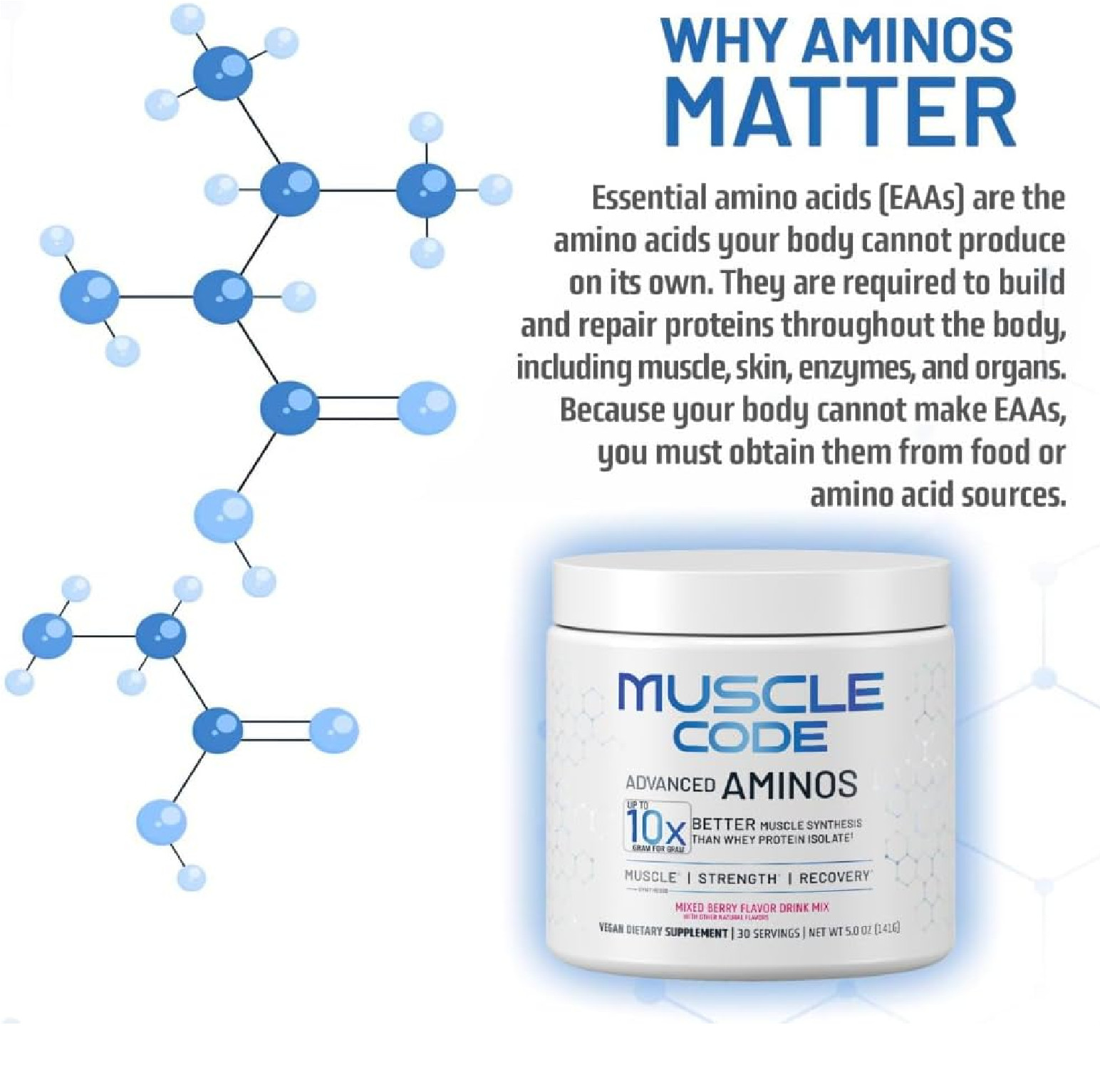 NAUTILUS Muscle Code Essential Amino Acid Powder Muscle Synthesis & Repair & Str