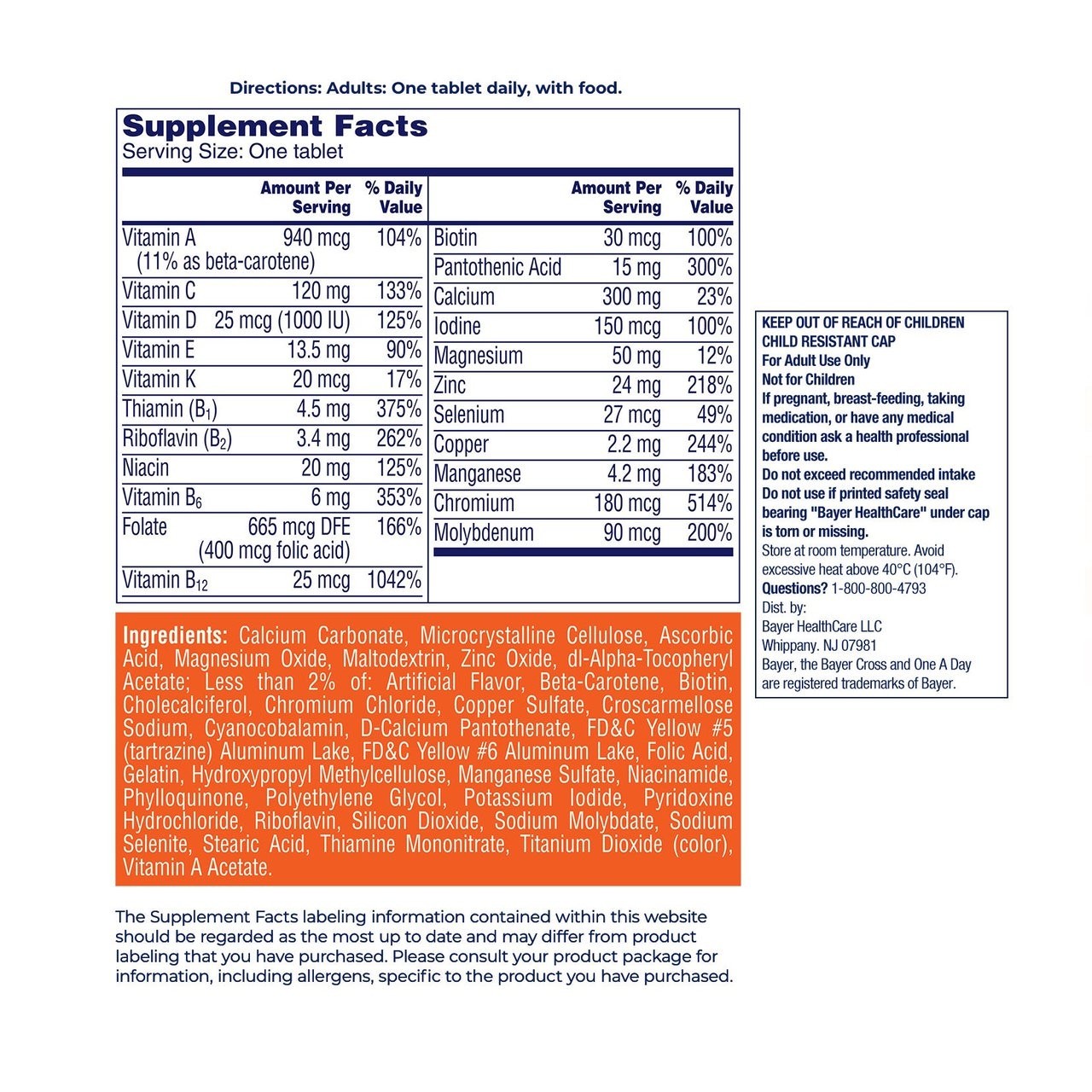 One A Day Women’s 50+ Healthy Advantage Multivitamin 300 Tablets