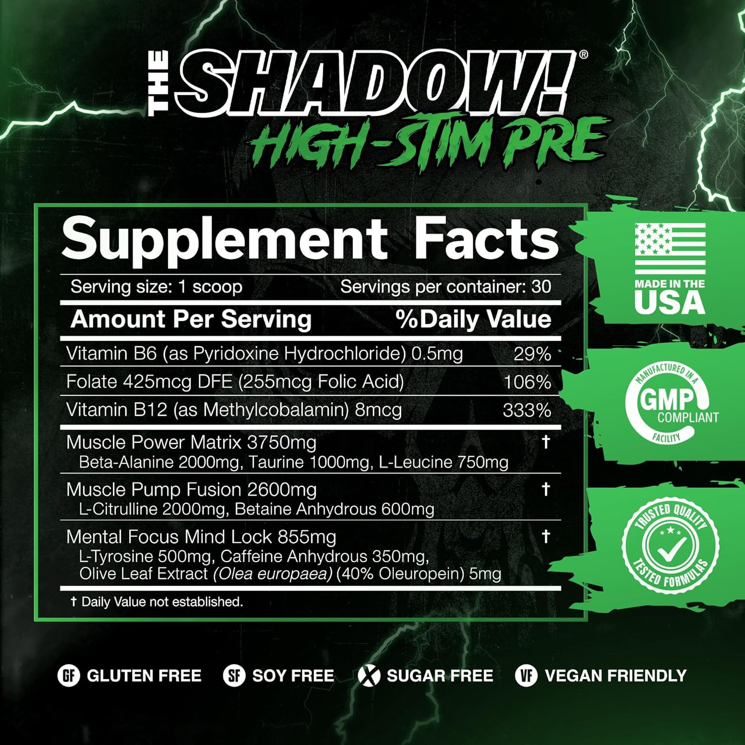 High Stim Pre Workout Powder 5 Servings, Blue Raspberry Energy Formula