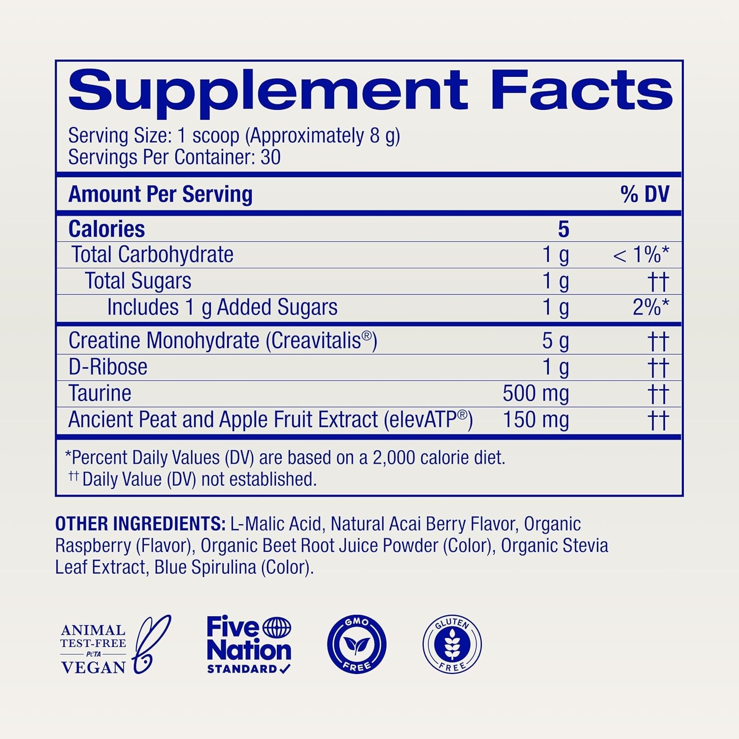 Ora Organic Creatine Powder Creavitalis Acai Berry 30 Servings Exp 09/27