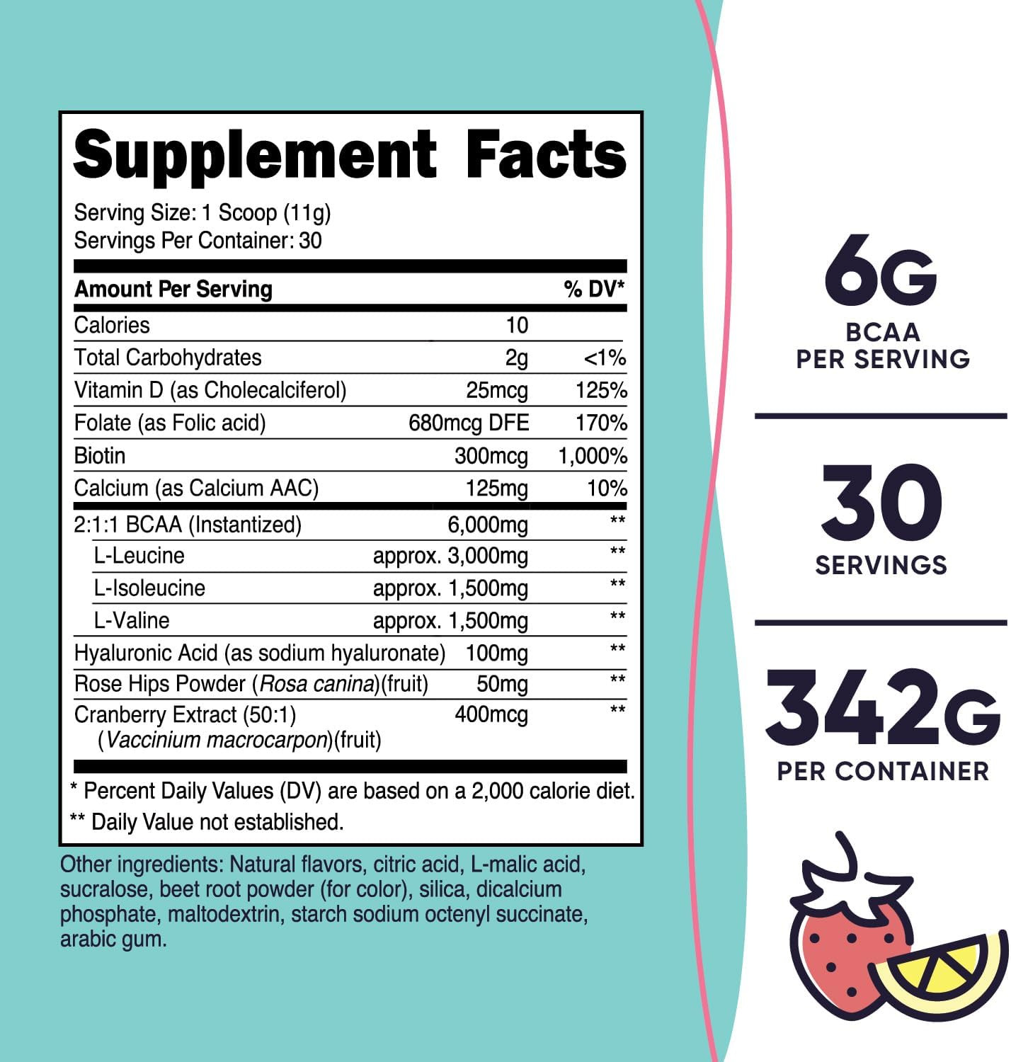 Nutricost BCAA Powder for Women, with Hyaluronic Acid, Non-Gmo and Gluten-Free