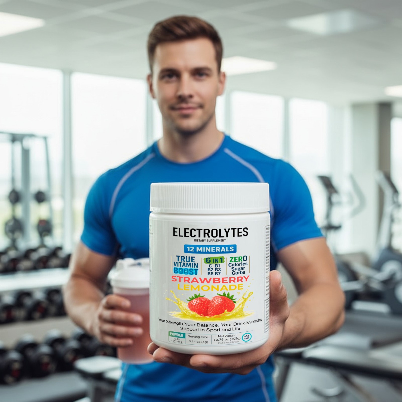 Electrolyte Complex Hydration Powder | 12 Minerals + 6 Vitamins | Strawberry