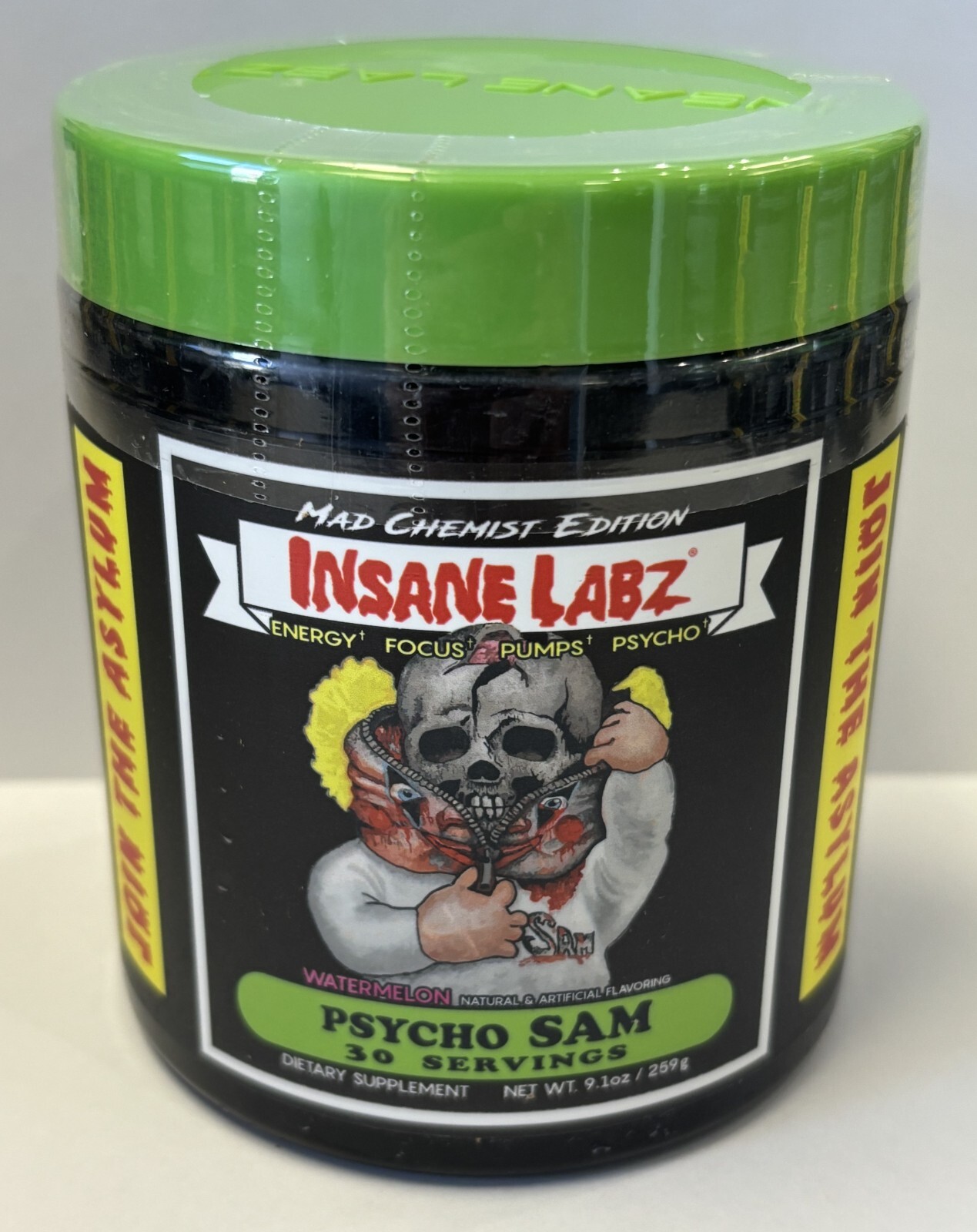 Psycho Sam Pre Workout Watermelon 30 servings Insane Labz