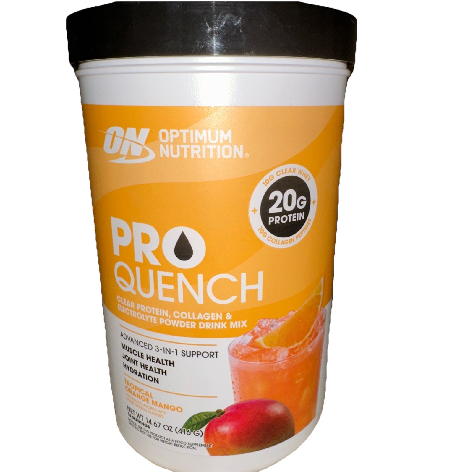 Optimum Nutrition Pro Quench,Tropical Orange Mango Protein Drink Mix,16 servings