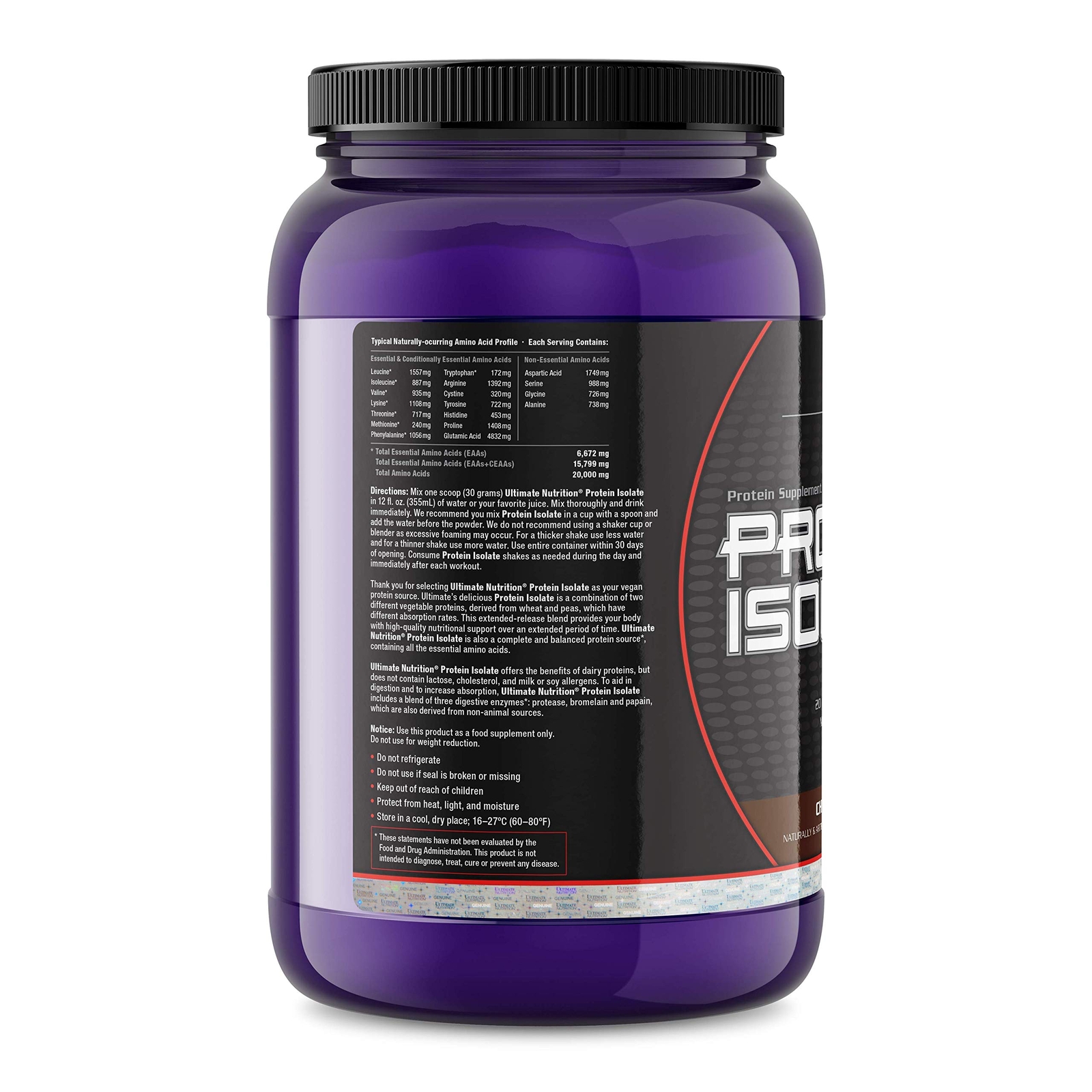 Ultimate Vegan Plant Based Protein Isolate Powder – Chocolate, 2 Pounds