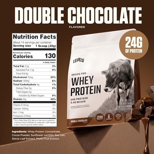 Levels Grass Fed Whey Protein Powder, No Artificials, 24G 1 Pound (Pack of 1)