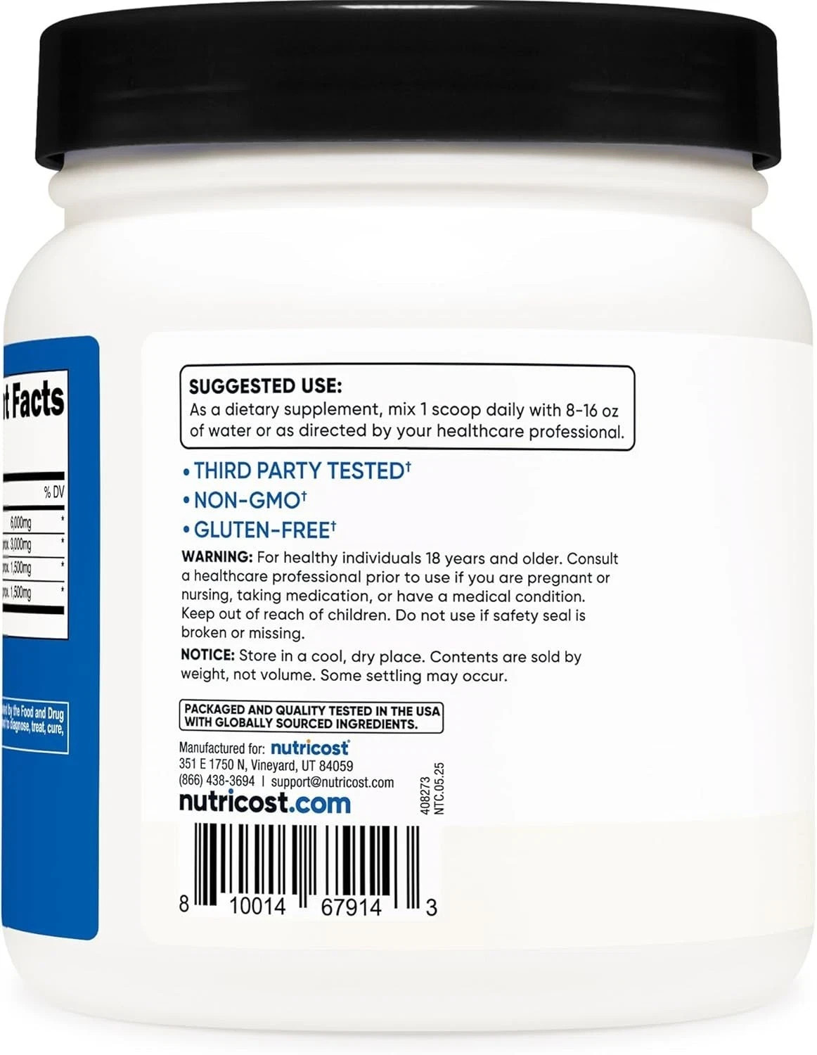 Nutricost BCAA Powder 90 Servings (Unflavored) Exper date 2027