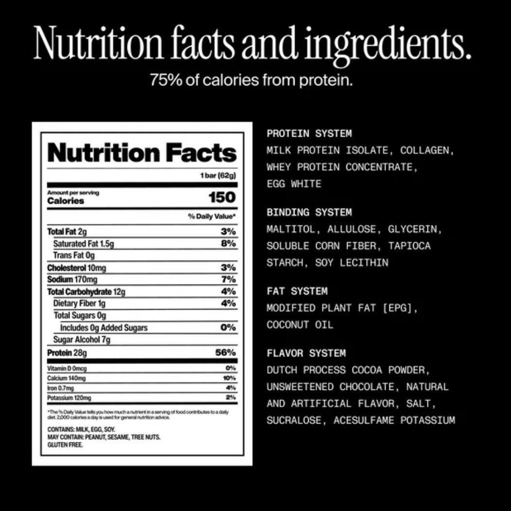 David Gold Fudge Brownie Protein Bar 28g Protein 150 Cal 0g Sugar Gluten Free