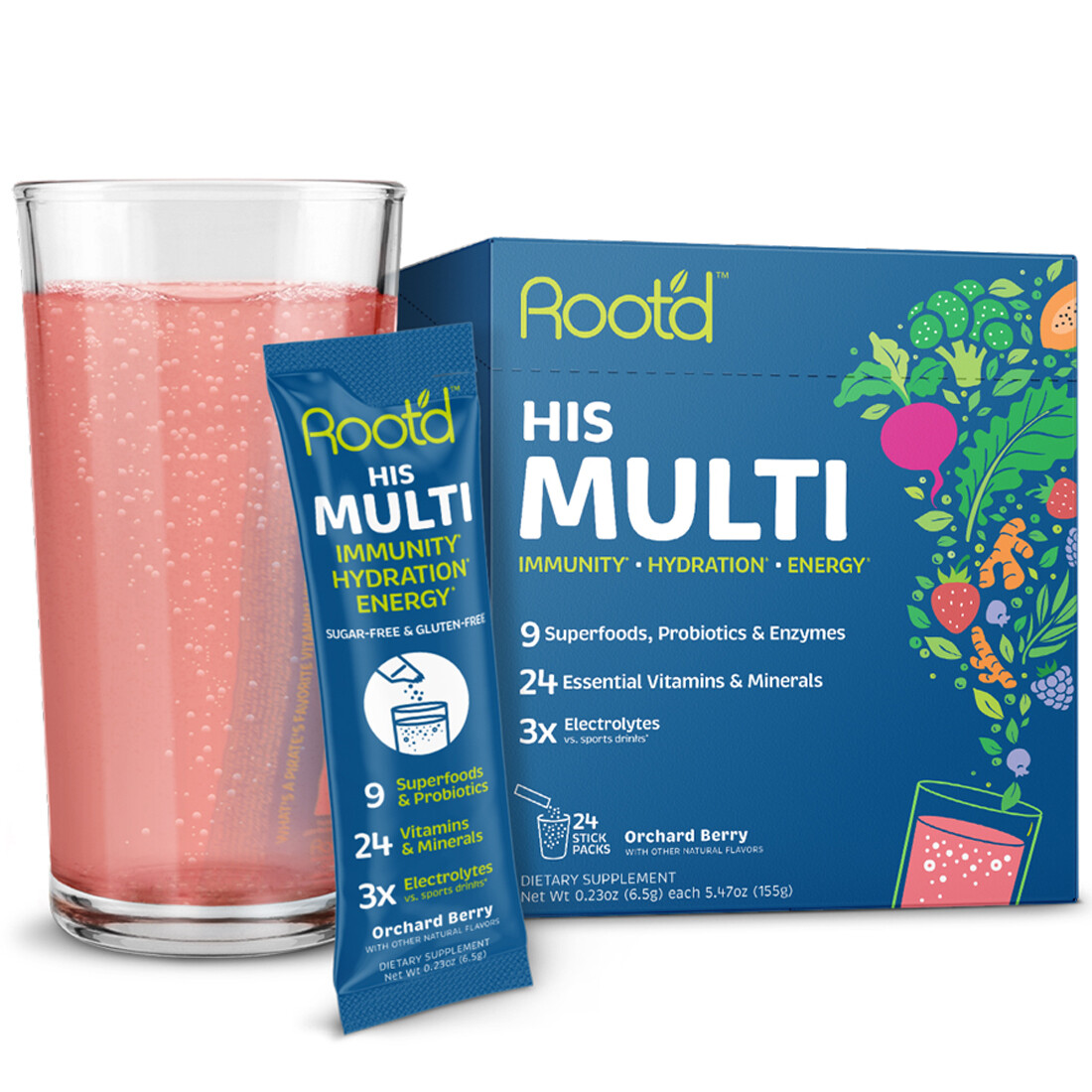 Rootd – Powder MULTIvitamin for Men with Electrolytes – 24 Vitamins & Minerals
