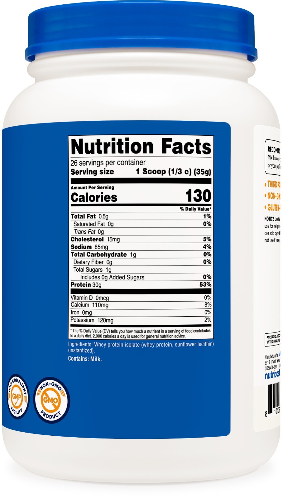 Nutricost Whey Protein Isolate (Unflavored) 2LBS – Protein Powder
