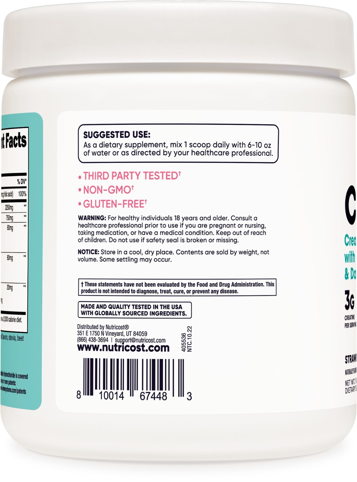 Nutricost Creatine Monohydrate Powder for Women Strawberry Lemonade, 50 Servings